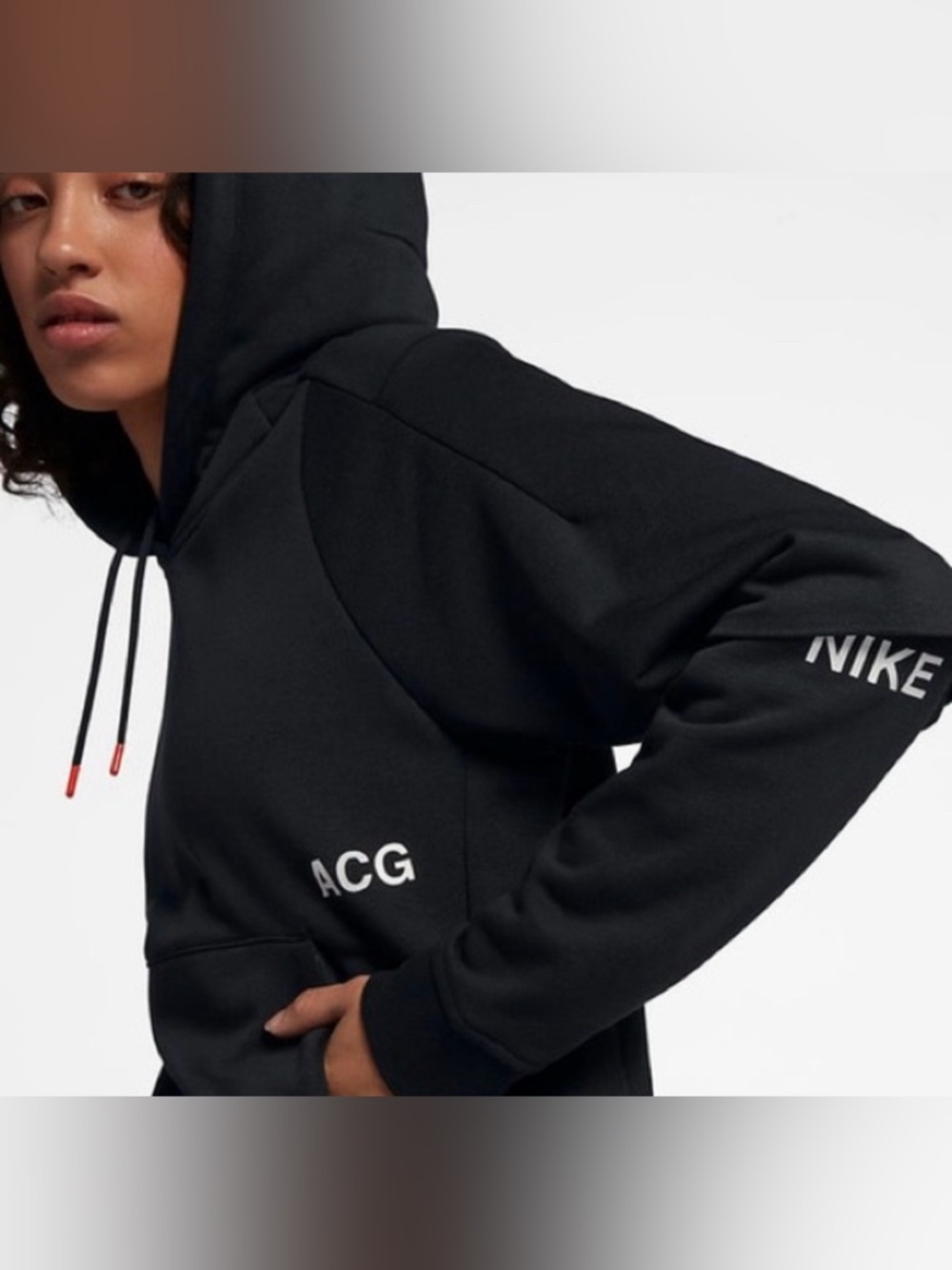 Nike BNike ACG errolson nikelab lab Black Hoodie  White Logos cropped aj0897
